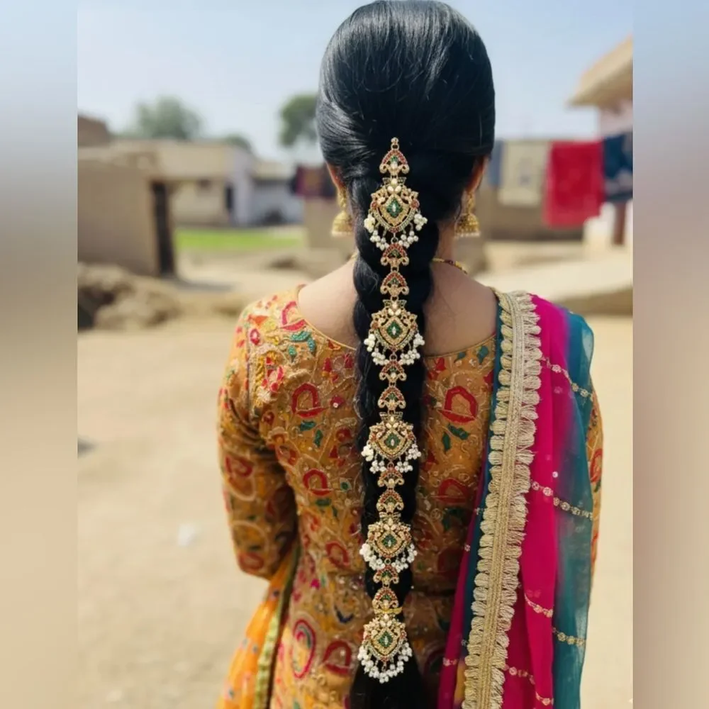 BRIDAL PAKISTANI INDIAN JEWELRY ELAYNA PUNJABI PARANDA HAIR ACCESSORIES